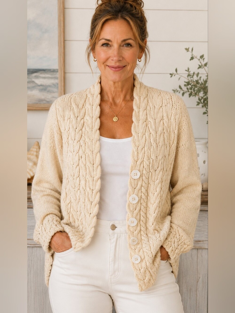 Irelandseye Irish Wool Cashmere Cable Knit Cardigan Aran Fisherman Cozy Luxury